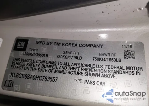 2017 Chevrolet Spark Ls Cvt from USA, damaged, VIN KL8CB6SA0HC763557